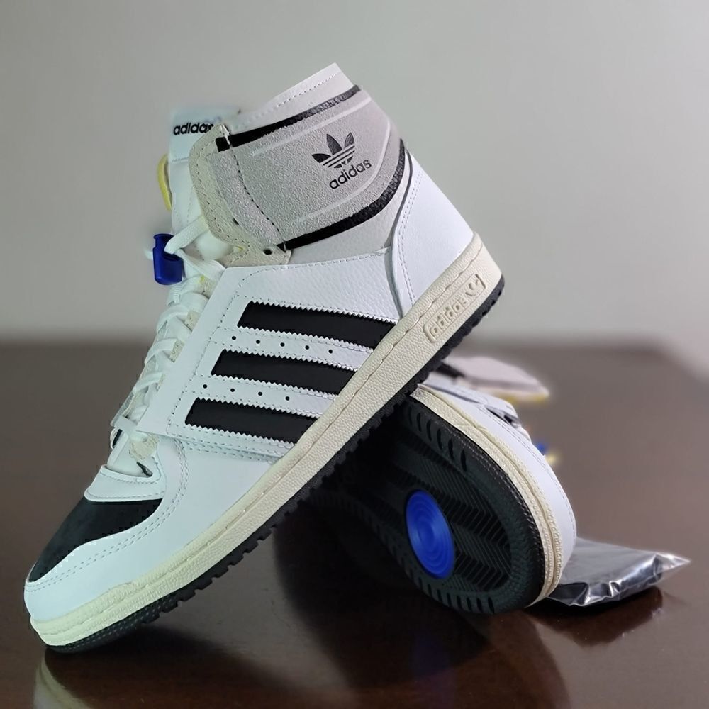 Adidas Originals Top Ten White Black Leather Sneakers Shoes Men's Size 9.5 New